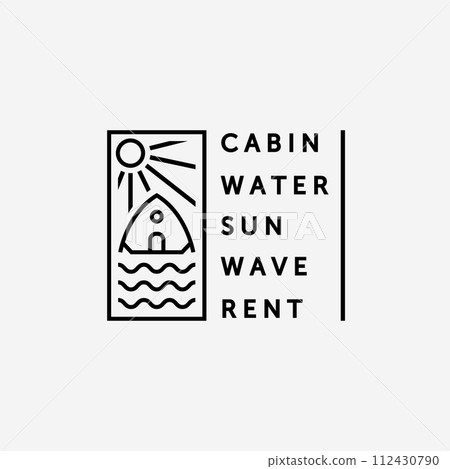 Minimalist Emblem Cabin and Water Logo Vector Line Art, Illustration Design of Cottage in The Lake Concept Simply Creative Minimalist Emblem Cabin and Water Logo Vector Line Art, Illustration Design of Cottage in The Lake Concept Simply Creative 112430790