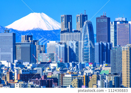 New view of Tokyo cityscape in Japan. Shinjuku is changing. View of Mt. Fuji and Shinjuku subcenter 112430883