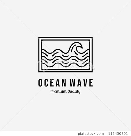 Badge of Minimal Line Art of Ocean Beach Logo Vector Illustration Design, Coast Guard in the Marine Concept Badge of Minimal Line Art of Ocean Beach Logo Vector Illustration Design, Coast Guard in the Marine Concept 112430891
