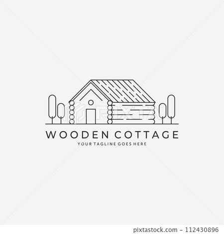 Minimalist Line Art Cabin Cottage Logo Vector Design Illustration Minimalist Line Art Cabin Cottage Logo Vector Design Illustration 112430896