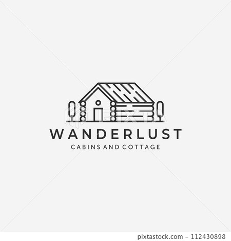Minimal Line Art Cabins Cottage Logo Vector Design Illustration Lodge Hut Minimal Line Art Cabins Cottage Logo Vector Design Illustration Lodge Hut 112430898