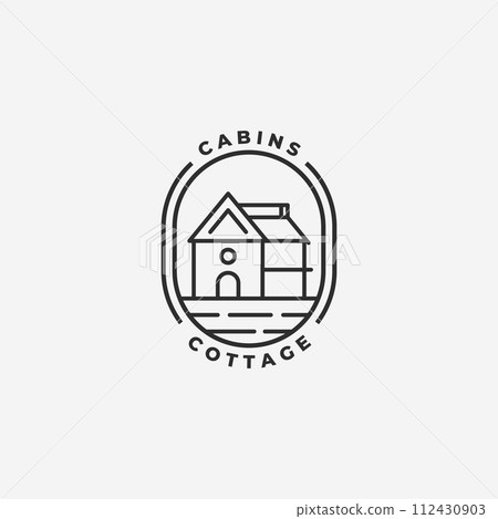 Emblem of Cabin Cottage Residential Logo Line Art Vector Illustration Design Vintage Emblem of Cabin Cottage Residential Logo Line Art Vector Illustration Design Vintage 112430903