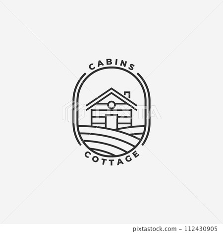 Minimal Emblem Cabin Cottage Logo Line Art Vector Design Illustration Design Minimal Emblem Cabin Cottage Logo Line Art Vector Design Illustration Design 112430905