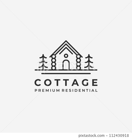Wooden Cottage Cabin Logo Line Art Minimalist Vector Design Illustration Wooden Cottage Cabin Logo Line Art Minimalist Vector Design Illustration 112430918