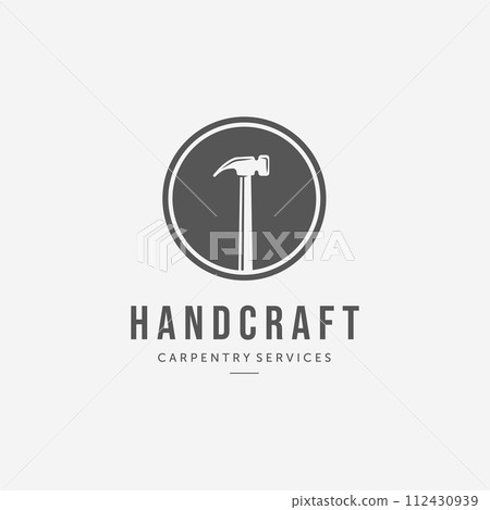 Emblem of Creative Hammer Tools Vector Vintage Logo, Illustration Design of Carpentry Carpenter Equipment Concept Emblem of Creative Hammer Tools Vector Vintage Logo, Illustration Design of Carpentry Carpenter Equipment Concept 112430939