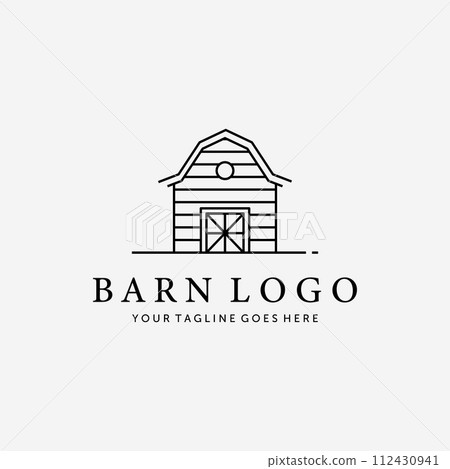 Wooden Barn House Line Art Vector Logo, Illustration Vintage Design of Cabin Cottage Old Red Barn Hut Concept Wooden Barn House Line Art Vector Logo, Illustration Vintage Design of Cabin Cottage Old Red Barn Hut Concept 112430941