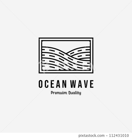 Minimalist Idea of Wave Logo Vector, Illustration Design of Line Art Ocean Logo 112431010