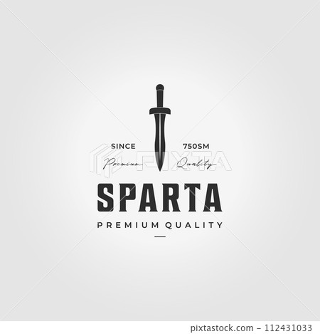 Spartans Swords Logo Vintage Vector Illustration Design, Knight of Sparta Spartans Swords Logo Vintage Vector Illustration Design, Knight of Sparta 112431033