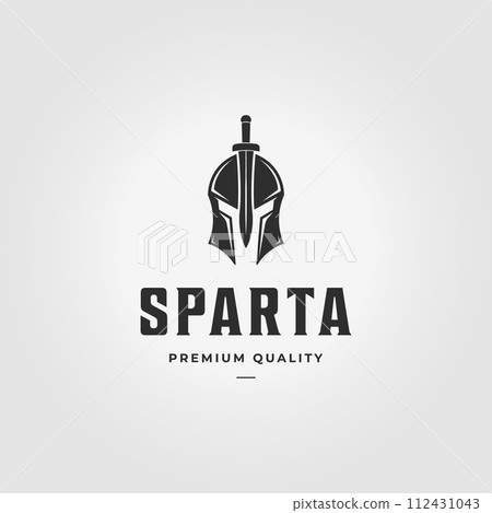 Spartans Armour with Swords Logo Vintage Vector Illustration Design 112431043