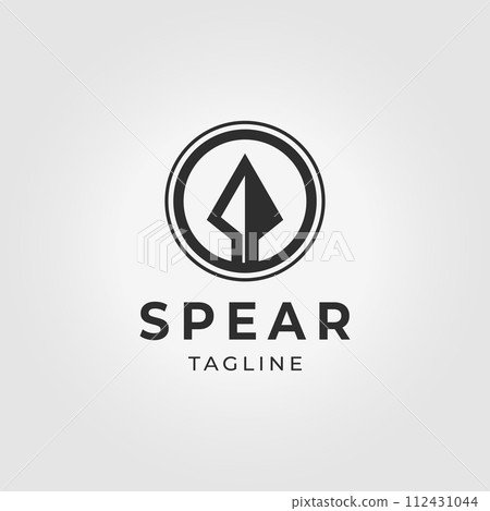 Minimal Emblem Spear Sparta Logo Vintage Vector Illustration Design 112431044