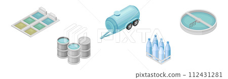 Isometric Water Purification Industrial System Technology Facility Vector Set 112431281