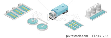 Isometric Water Purification Industrial System Technology Facility Vector Set Isometric Water Purification Industrial System Technology Facility Vector Set 112431283