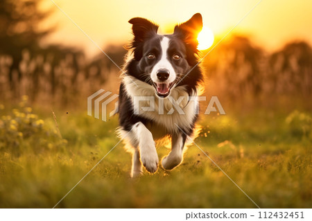 Purebred purebred beautiful border collie dog breed, background nature isolate. 112432451