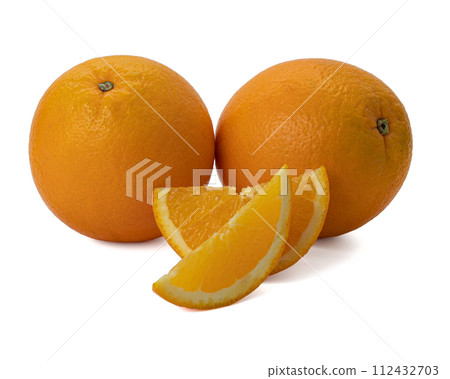Ripe orange isolated on white background Clipping Path 112432703