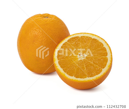 Ripe orange isolated on white background Clipping Path 112432708