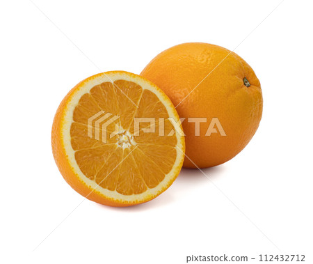 Ripe orange isolated on white background Clipping Path 112432712
