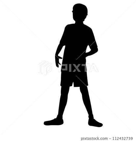 a boy standing body silhouette vector a boy standing body silhouette vector 112432739