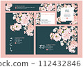 Cherry blossom design template. Hand drawn background material. Japanese style material. 112432846