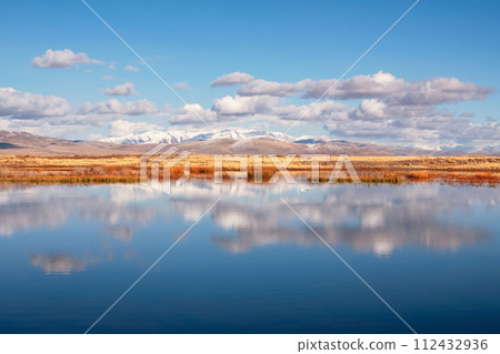 Beautiful autumn mountain lake and mountains. Beautiful autumn mountain lake and mountains. 112432936