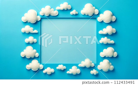 藍天和雲框由毛氈製成 藍天和雲框由毛氈製成 112433491