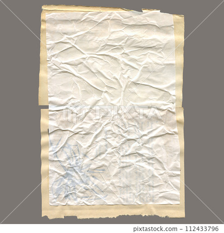 Light beige shapes with jagged uneven edges. Torn paper pieces set. Ripped different paper fragments collection. Textured grunge element bundle for collage, text box, banner, sticker, poster. 112433796