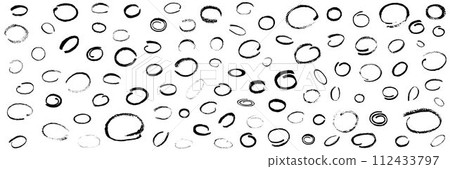 Brush stroke ovals highlight set. Hand draw vector stock illustration isolated on white background for textured underline text in presentation, design massage, frame. EPS10 112433797