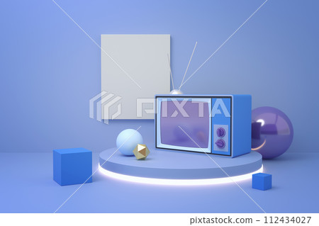 Vintage television in modern 3D shapes setup Vintage television in modern 3D shapes setup 112434027