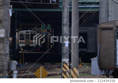Railway cars waiting for repair work at JR East Omiya General Rolling Stock Center 112434150