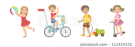 Cute Kid Character Playing and Having Fun Vector Set Cute Kid Character Playing and Having Fun Vector Set 112434328