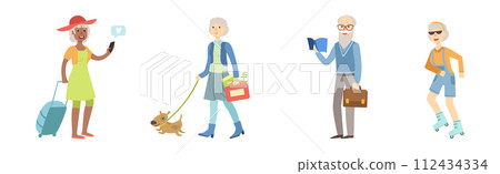 Senior Man and Woman Character Do Different Activity Vector Set 112434334