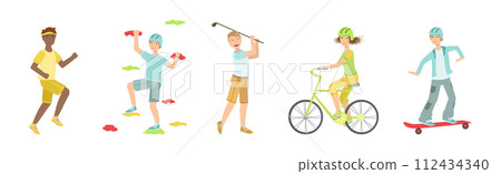 Man and Woman Character Do Sport and Different... - Stock Illustration ...