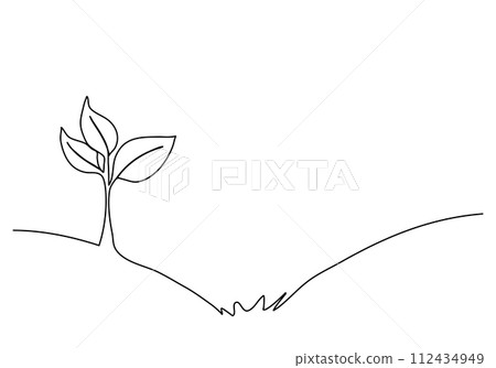 Sprout, one line drawing vector illustration. 112434949