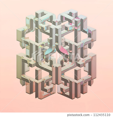 3D render pastel colorful strict volume cube  image logo on soft pink gradient background for branding. Ai generated 112435110