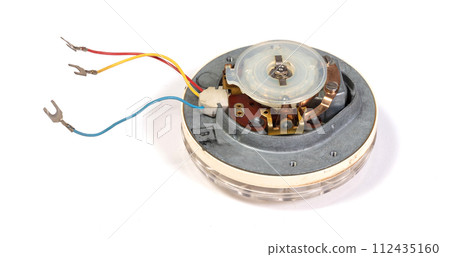 Part of a broken old telephone, phone with dial plate - plastic phone Part of a broken old telephone, phone with dial plate - plastic phone 112435160