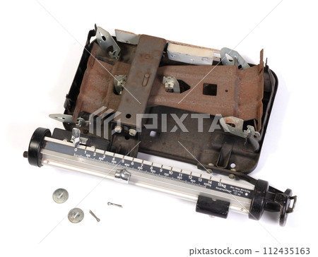 Part of broken baby weight scales, isolated Part of broken baby weight scales, isolated 112435163