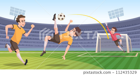 Soccer background with sport character football players on the field Soccer background with sport character football players on the field 112435329