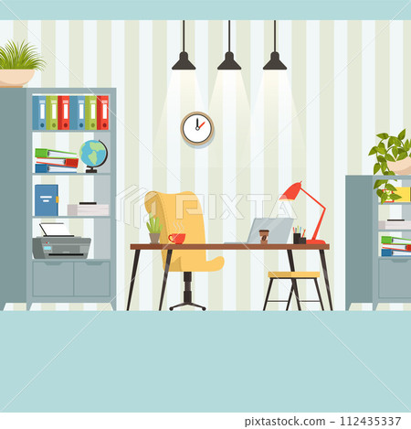 Office space working place of businessman or manager vector interior 112435337