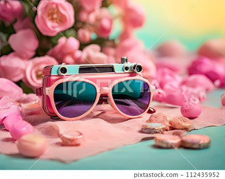 Retro sunglasses. Fashion summer accessories Retro sunglasses. Fashion summer accessories 112435952