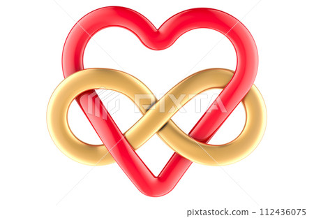 Red heart with infinity symbol. Infinity Love, concept. 3D rendering 112436075