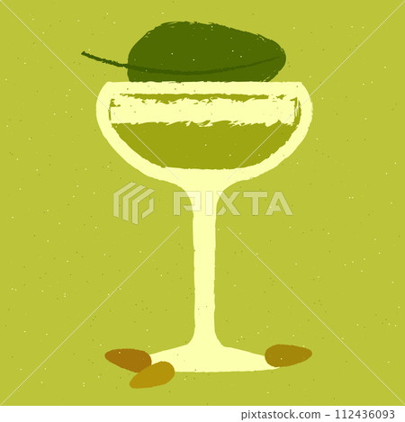 Green cocktail with basil, cream, almonds. Grandmas Garden in margarita glass 112436093