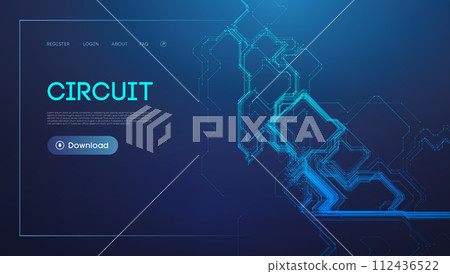 Blue and purple circuit graphic for technology concept Blue and purple circuit graphic for technology concept 112436522