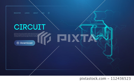 Blue circuit design for technology background Blue circuit design for technology background 112436523