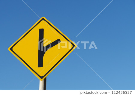 Road sign Diverging traffic available Road sign Diverging traffic available 112436537