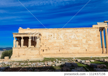 Erechtheion (Erechtheum) or Temple of Athena Polias is an ancient Greek Ionic temple on the north side of the Acropolis in Athens, Greece 112437136