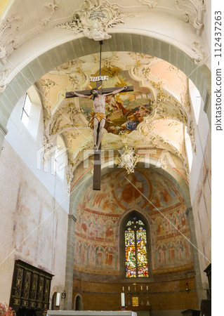 Internal view of Basilica of Sts. Peter and Paul on Island of Reichenau, Lake Constance, Baden-Wuerttemberg, Germany Internal view of Basilica of Sts. Peter and Paul on Island of Reichenau, Lake Constance, Baden-Wuerttemberg, Germany 112437263