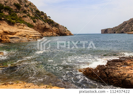 View of Calanque de Morgiou on the Mediterranean shore between Marseille and Cassis in the south of France View of Calanque de Morgiou on the Mediterranean shore between Marseille and Cassis in the south of France 112437422