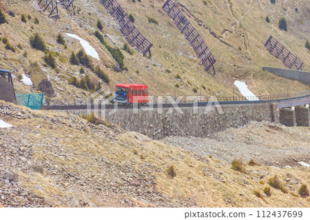 Red funicular to Niesen mountain in Switzerland 112437699