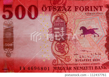 Macro shot of 500 Hungarian forint bill 112437761