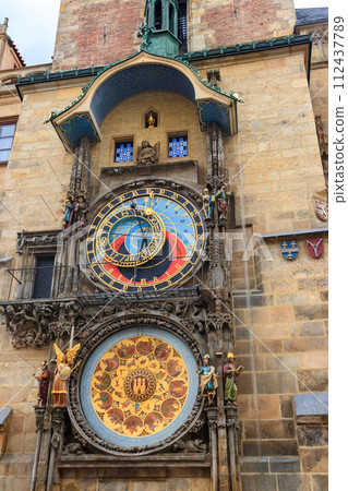 Prague astronomical clock or Prague Orloj is a medieval astronomical clock attached to the Old Town Hall in Prague, Czech Republic 112437789