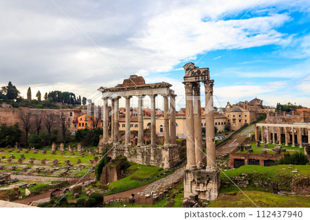 Ruins of the Roman Forum in Rome, Italy 112437940